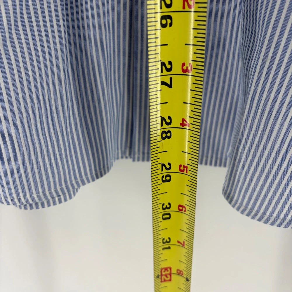 Banana Republic Grant Fit Mens Blue Pinstripe 120s Supima Cotton Shirt‎ Size M